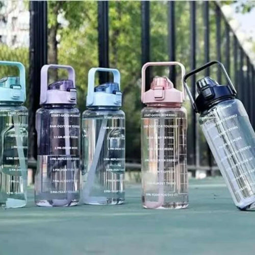2-Litre Motivational Water Bottle with Time Markers & Straw